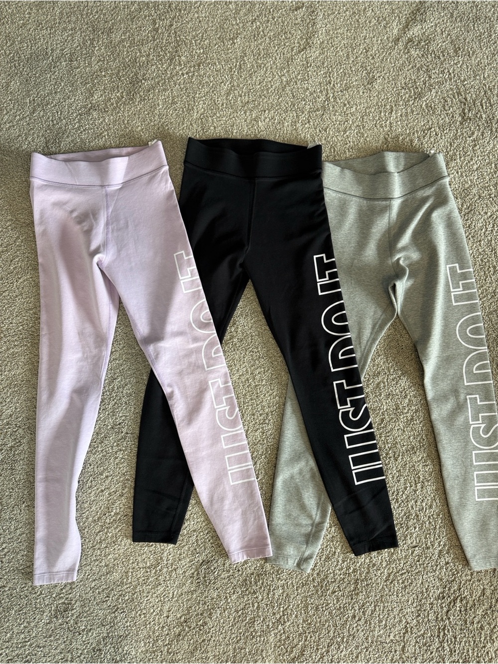 Nike Womens Leggings Trio - Set of 3, Black, Light Purple, Gray